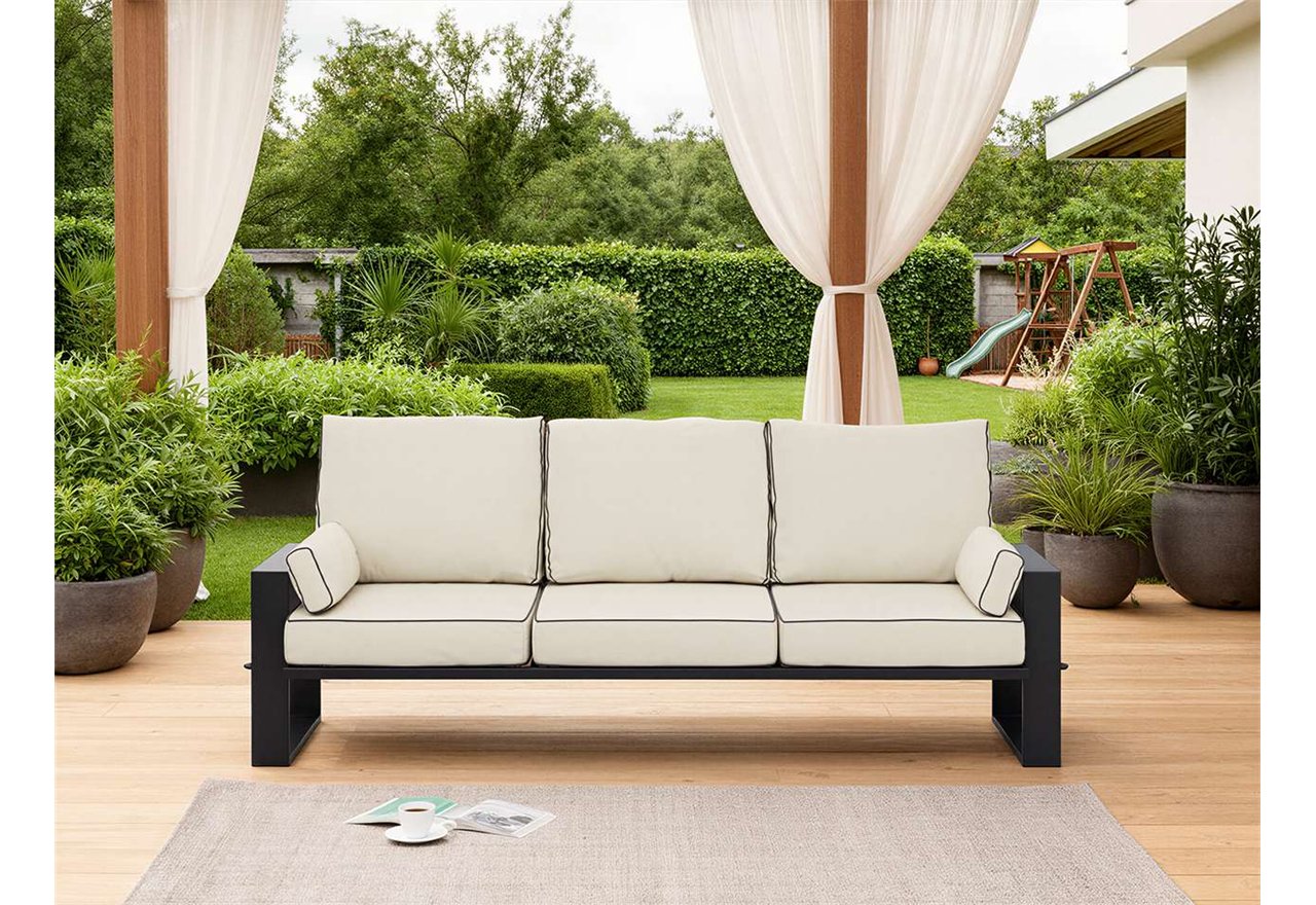 Metalowa sofa ogrodowa ELBA S3 - beżowy