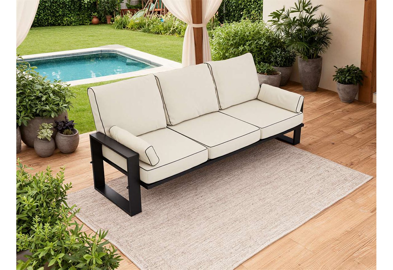 Metalowa sofa ogrodowa ELBA S3 - beżowy