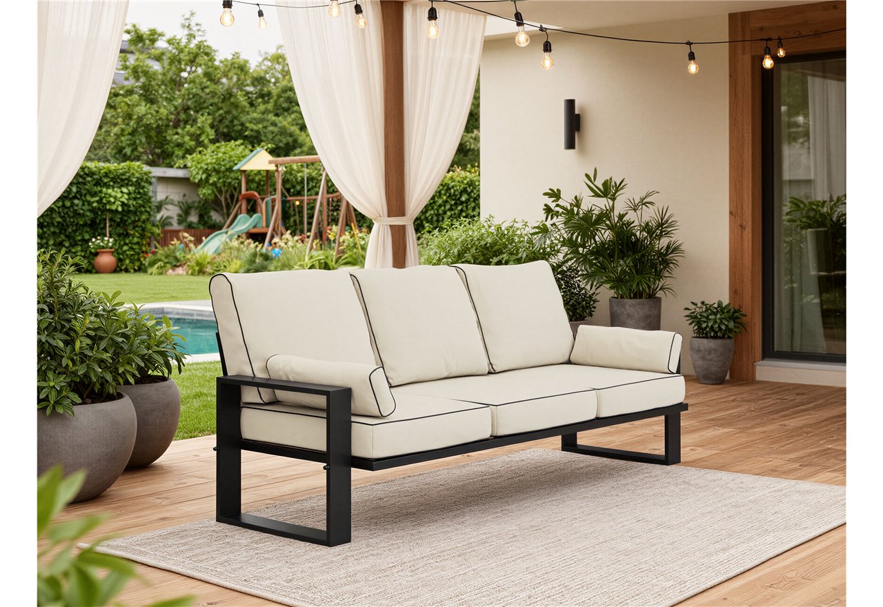 Metalowa sofa ogrodowa ELBA S3 - beżowy