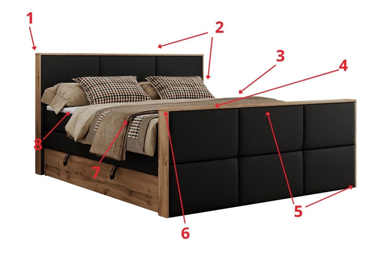 Łóżko kontynentalne ALBERO 2 KING DUO 200x200 - Soft 11 - czarna ekoskóra - OUTLETU