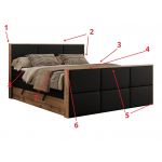 Łóżko kontynentalne ALBERO 2 KING DUO 200x200 - Soft 11 - czarna ekoskóra - OUTLETU
