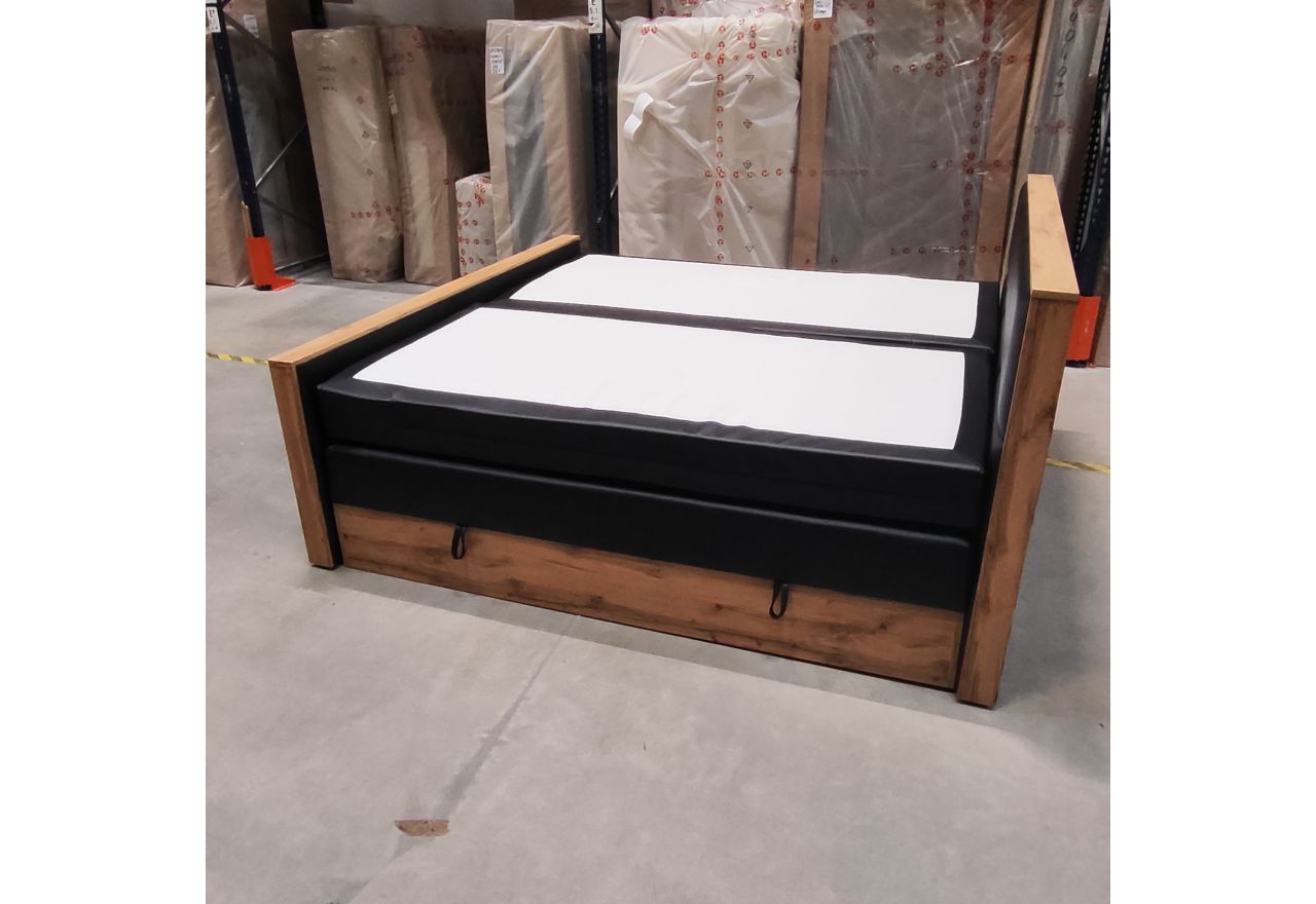 Łóżko kontynentalne ALBERO 2 KING DUO 200x200 - Soft 11 - czarna ekoskóra - OUTLETU