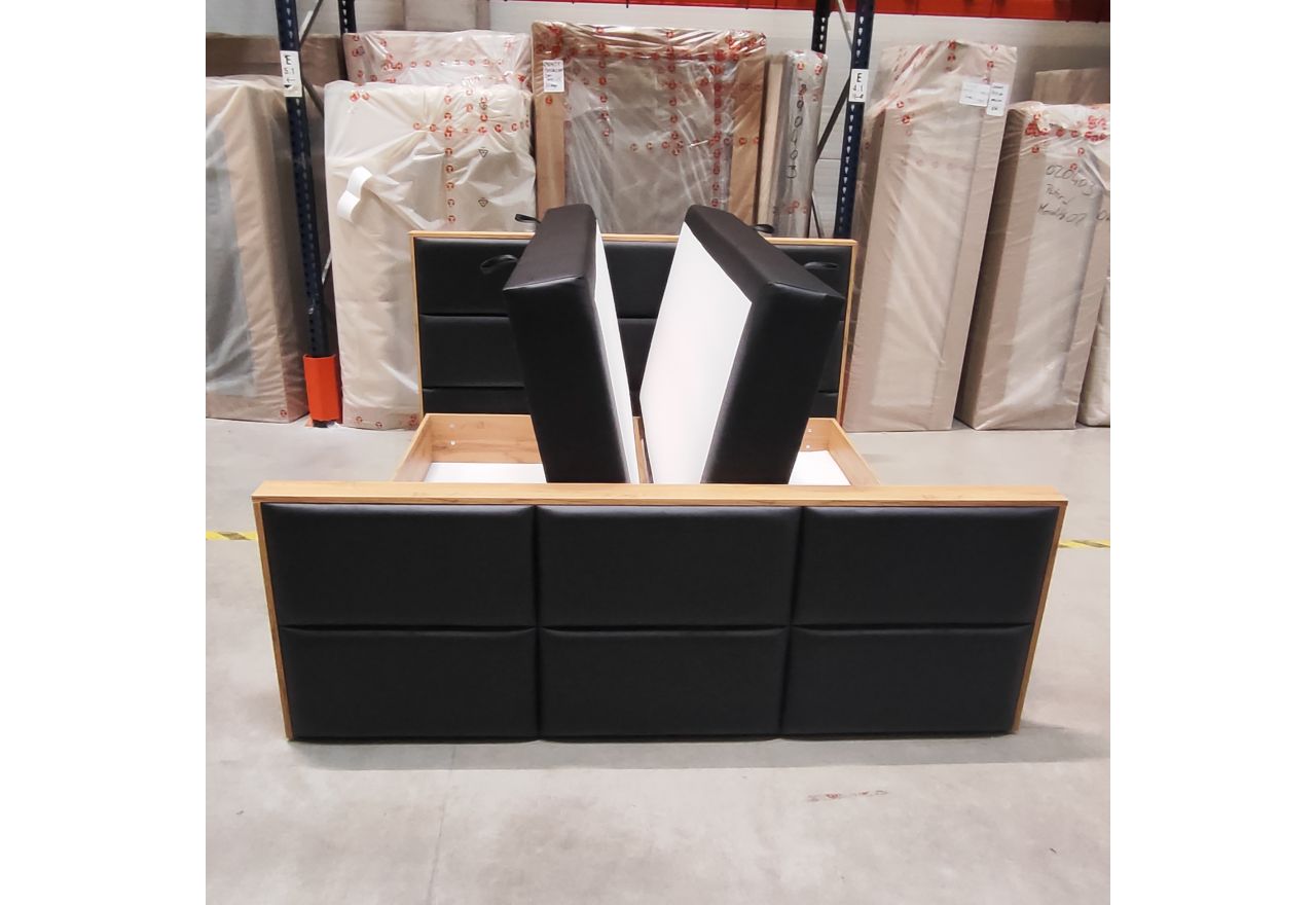Łóżko kontynentalne ALBERO 2 KING DUO 200x200 - Soft 11 - czarna ekoskóra - OUTLETU