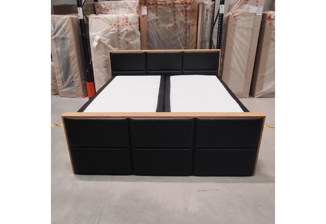 Łóżko kontynentalne ALBERO 2 KING DUO 200x200 - Soft 11 - czarna ekoskóra - OUTLETU