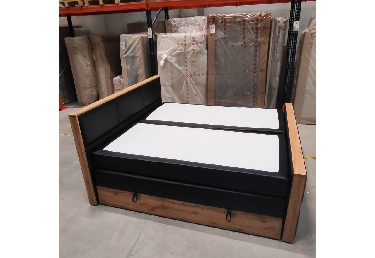Łóżko kontynentalne ALBERO 2 KING DUO 200x200 - Soft 11 - czarna ekoskóra - OUTLETU