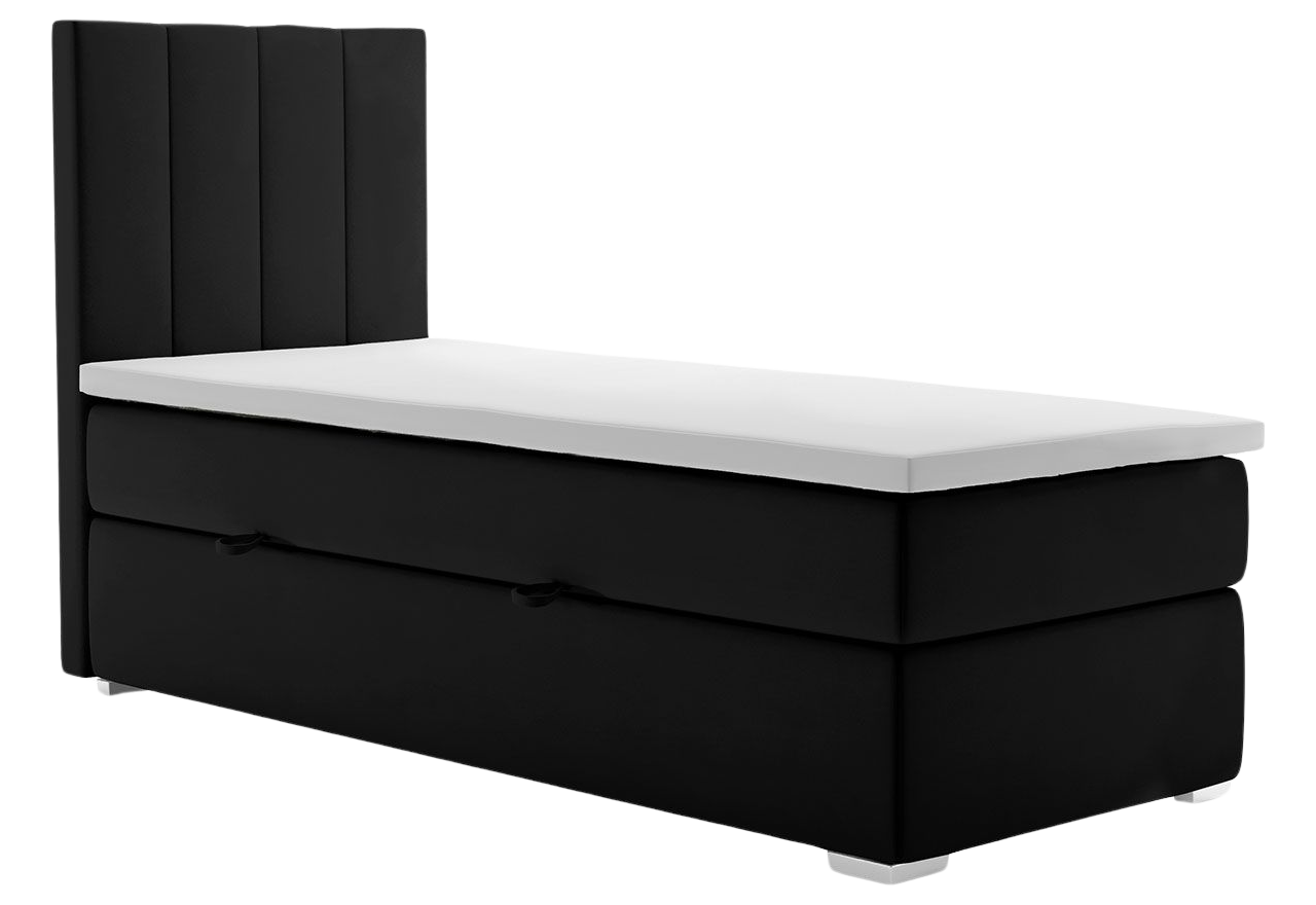 Łóżko kontynentalne z opcją pojemnika na pościel - LOPE 80x200 czarny