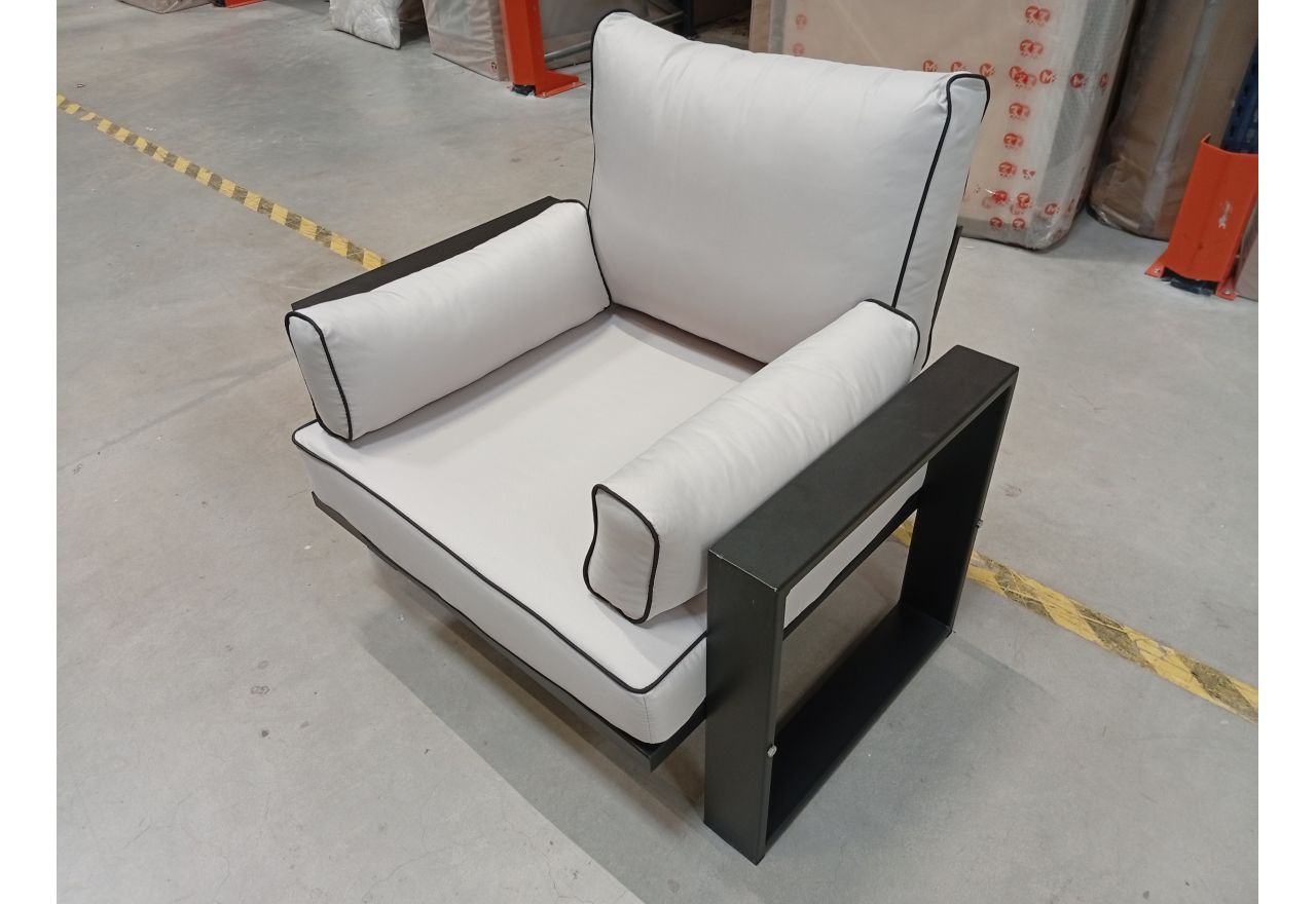 Metalowy fotel ogrodowy ELBA S1 - szary - OUTLETU