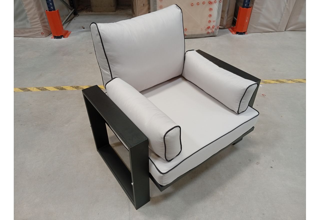 Metalowy fotel ogrodowy ELBA S1 - szary - OUTLETU