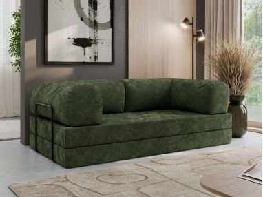 Sofa Orsetto - ciemnozielony, szenil gładki