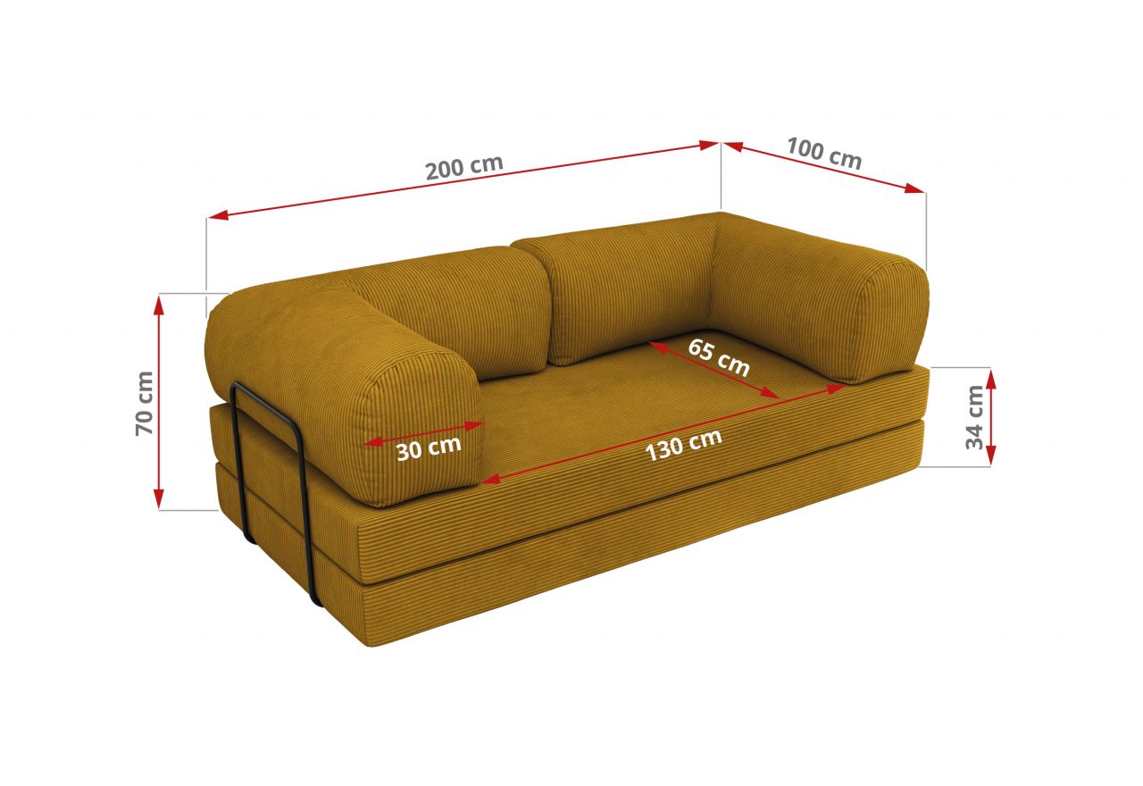 Sofa Orsetto - pomarańczowy, wąski sztruks