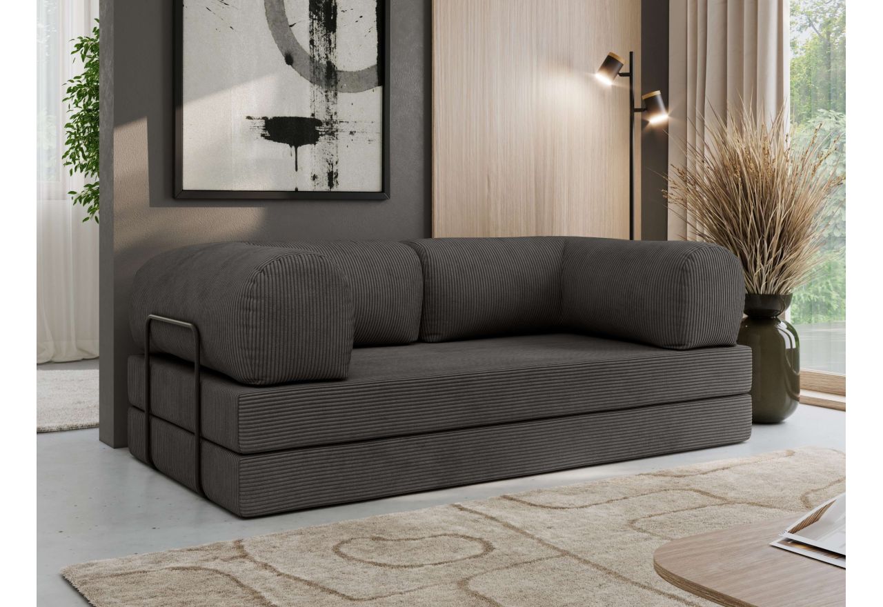 Sofa Orsetto - ciemnoszary, wąski sztruks
