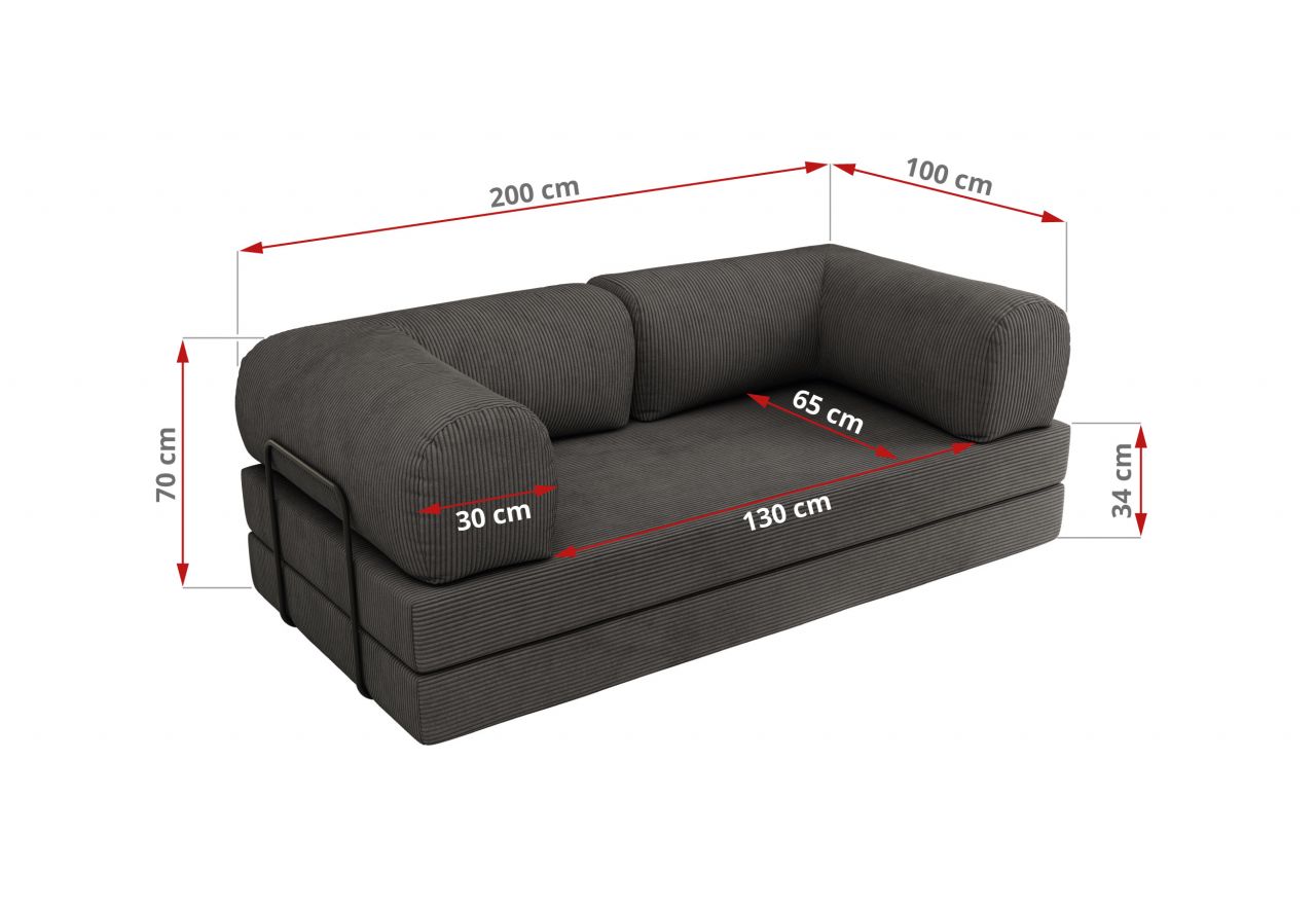 Sofa Orsetto - ciemnoszary, wąski sztruks