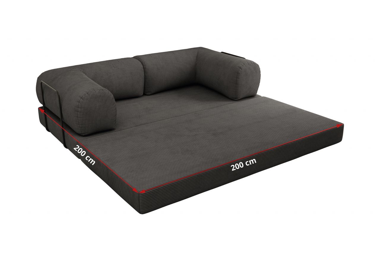 Sofa Orsetto - ciemnoszary, wąski sztruks