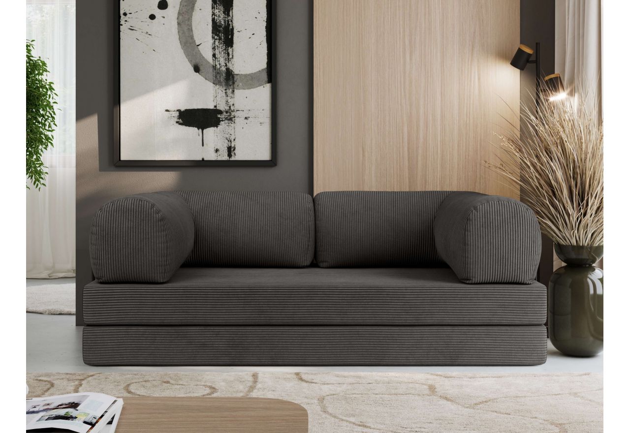 Sofa Orsetto - ciemnoszary, wąski sztruks