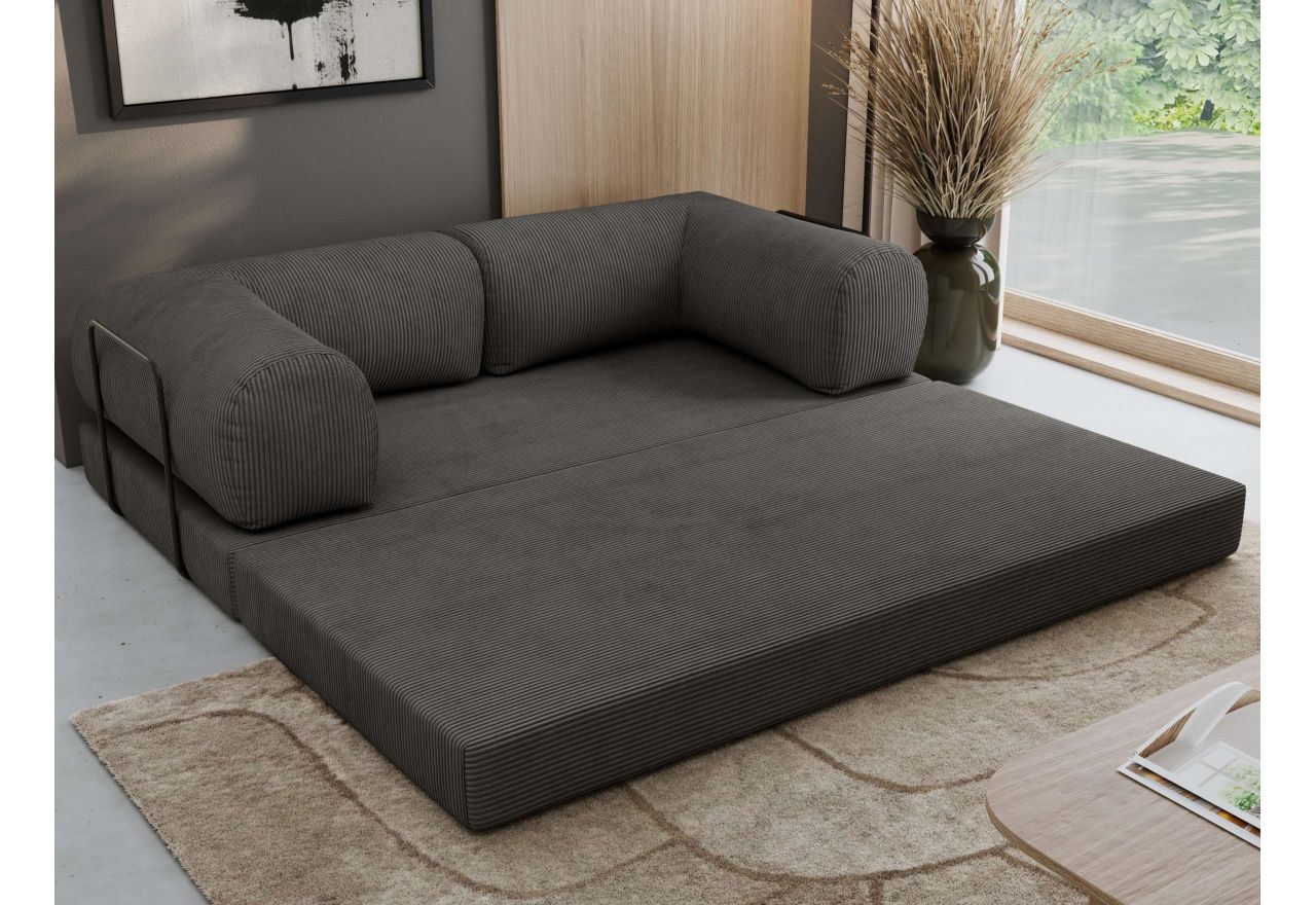 Sofa Orsetto - ciemnoszary, wąski sztruks