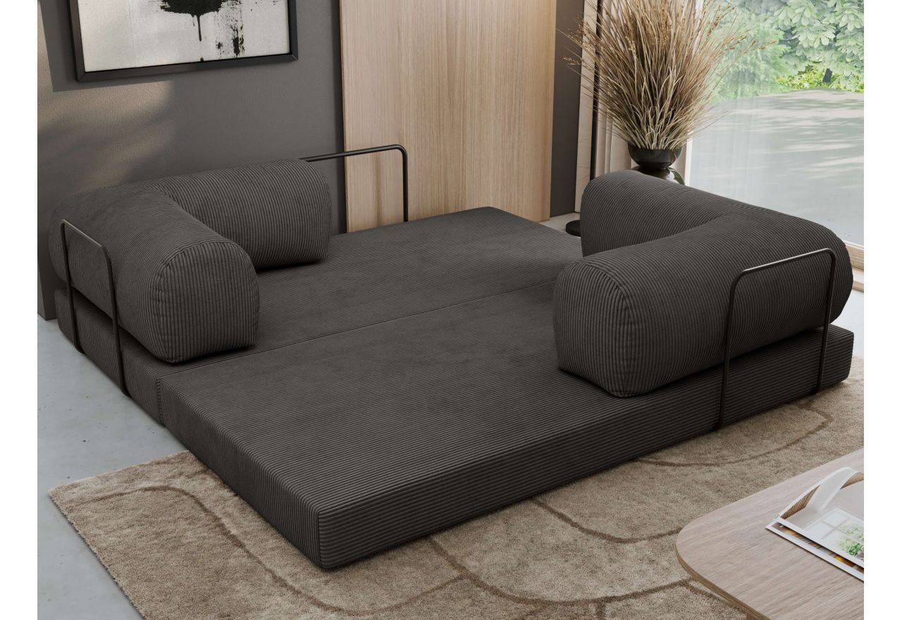 Sofa Orsetto - ciemnoszary, wąski sztruks