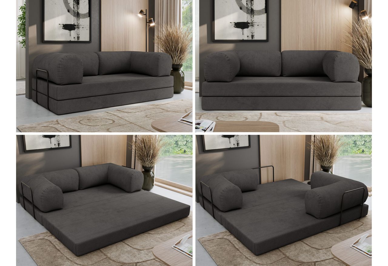 Sofa Orsetto - ciemnoszary, wąski sztruks