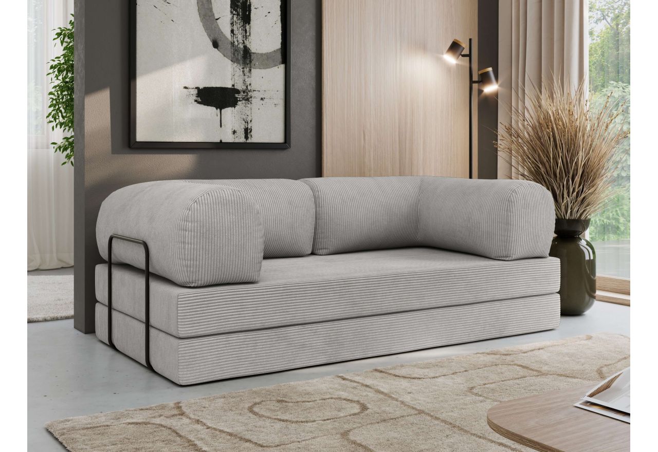 Sofa Orsetto - jasnoszary, wąski sztruks
