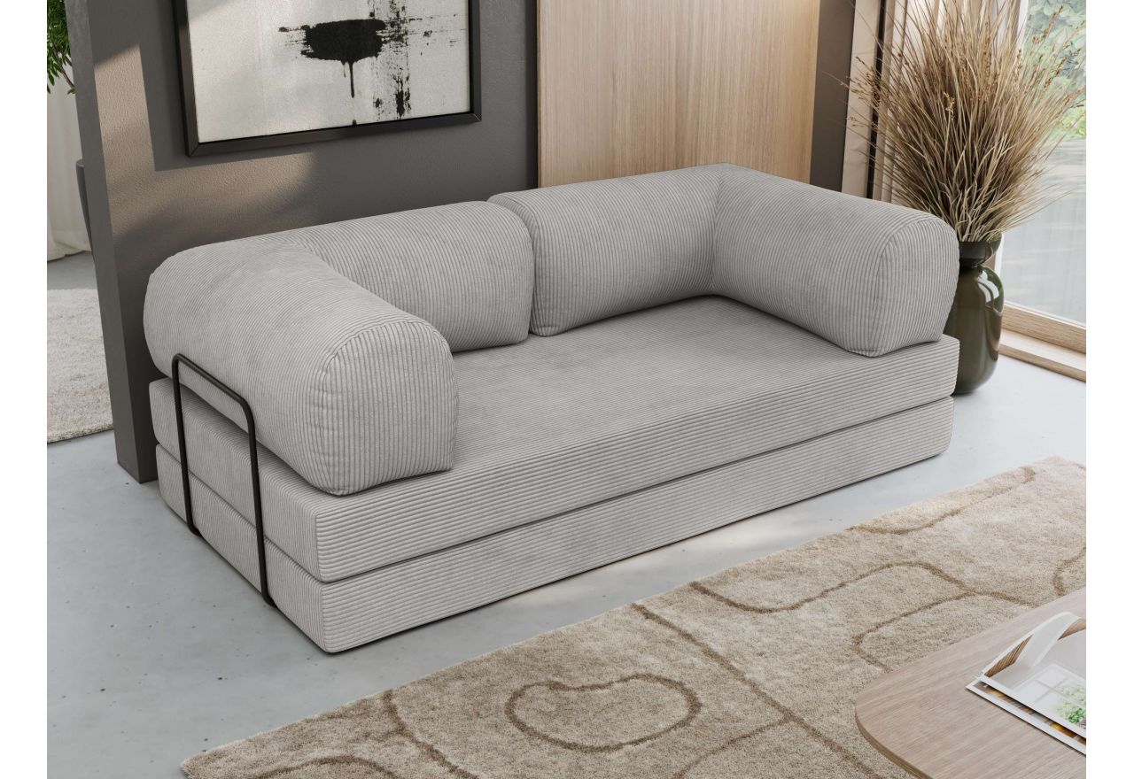 Sofa Orsetto - jasnoszary, wąski sztruks