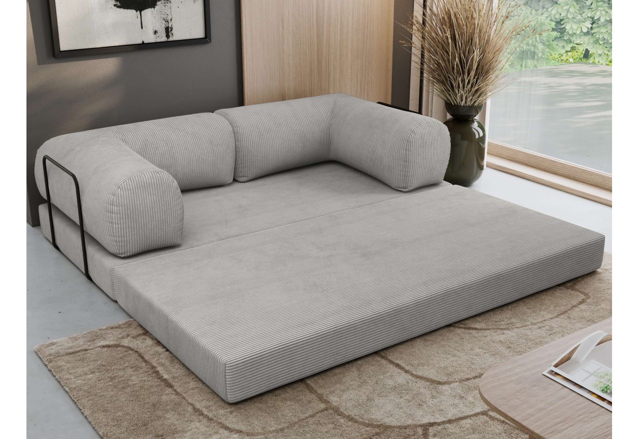 Sofa Orsetto - jasnoszary, wąski sztruks