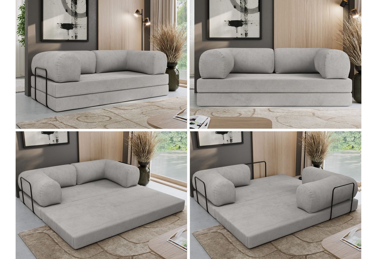 Sofa Orsetto - jasnoszary, wąski sztruks