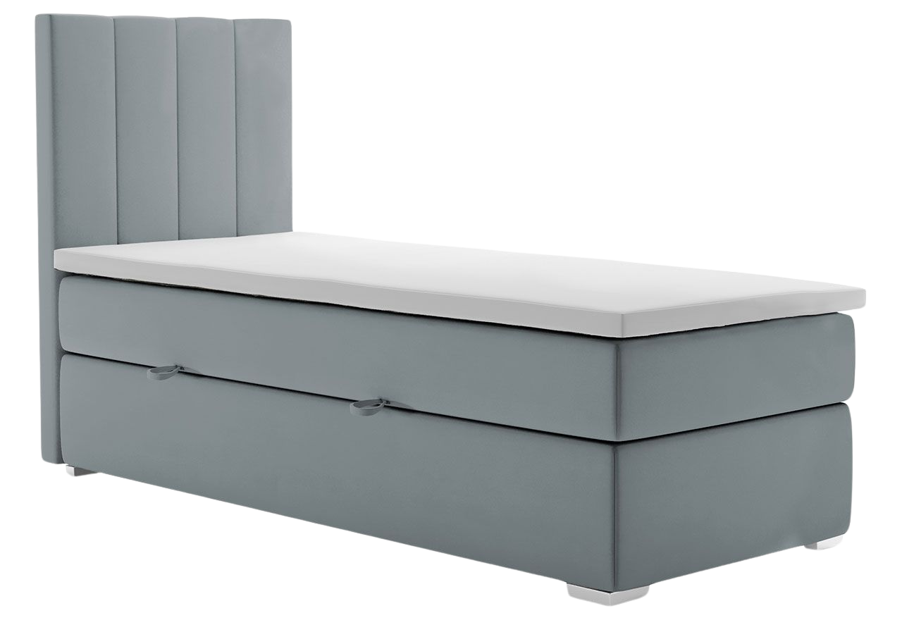 Łóżko kontynentalne z opcją pojemnika na pościel - LOPE 80x200 jasny szary