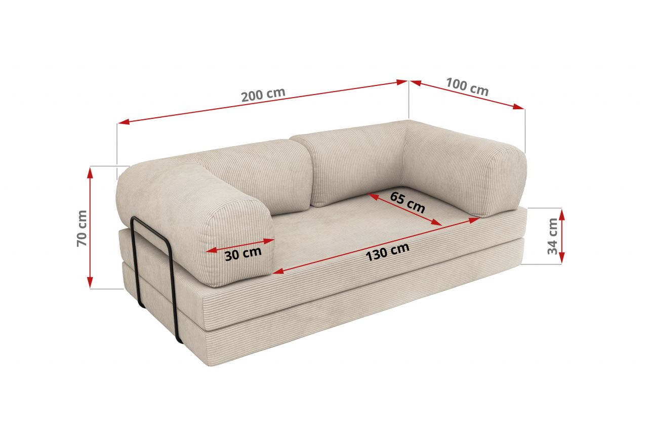 Sofa Orsetto - beżowy, wąski sztruks
