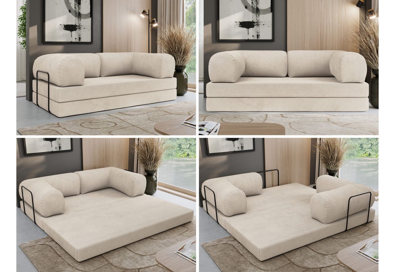 Sofa Orsetto - beżowy, wąski sztruks