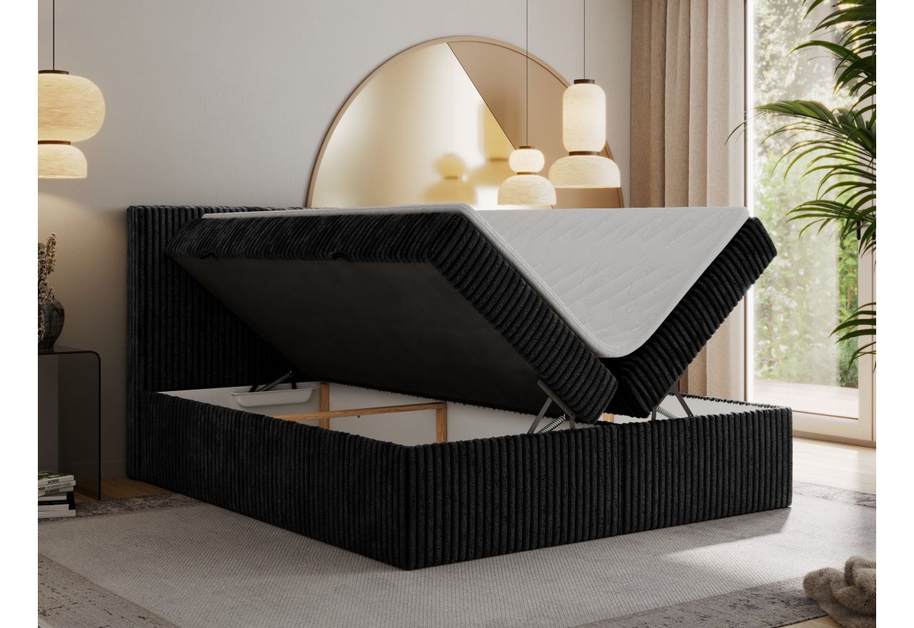 Łóżko kontynentalne TILIANO 200x200 - Tilia 100 - czarny - OUTLET