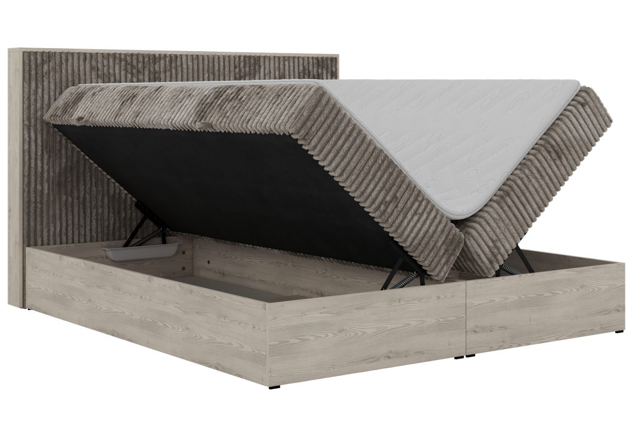 Łóżko kontynentalne NORDIC 160x200 - H3 - jasnobrązowy, sztruks - Topper T25