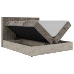 Łóżko kontynentalne NORDIC 160x200 - H3 - jasnobrązowy, sztruks - Topper T25