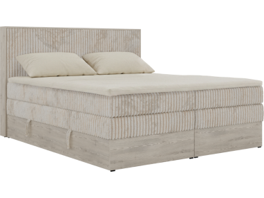 Łóżko kontynentalne NORDIC KING 180x200 - H3 - beżowy, sztruks - Topper T25