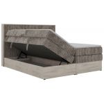 Łóżko kontynentalne NORDIC KING 160x200 - H3 - jasnobrązowy, sztruks - Topper T25