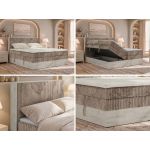 Łóżko kontynentalne NORDIC KING 140x200 - H4 - brązowy, sztruks - Topper T25