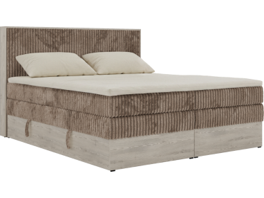 Łóżko kontynentalne NORDIC KING 180x200 - H4 - brązowy, sztruks - Topper T25
