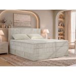 Łóżko kontynentalne NORDIC KING 180x200 - H3 - beżowy, sztruks - Topper Visco