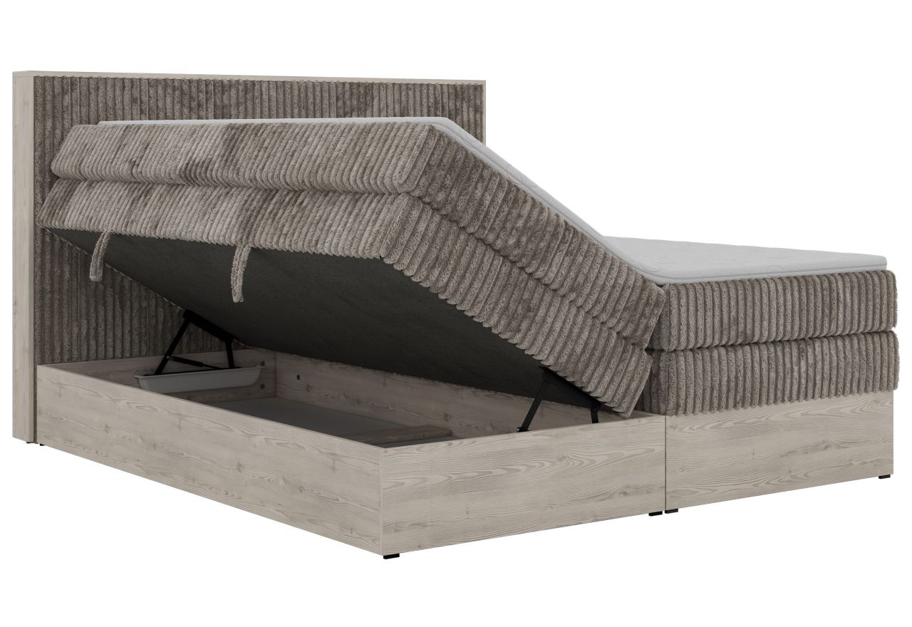 Łóżko kontynentalne NORDIC KING 160x200 - H3 - jasnobrązowy, sztruks - Topper Visco