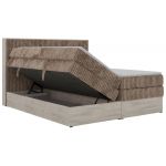 Łóżko kontynentalne NORDIC KING 200x200 - H4 - brązowy, sztruks - Topper Visco