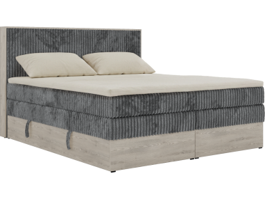 Łóżko kontynentalne NORDIC KING 160x200 - H4 - ciemnoszary, sztruks - Topper Visco
