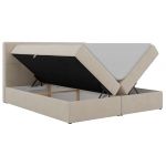 Łóżko kontynentalne SOLVEN 160x200 - H4 - kremowy, dzianina - Topper T25