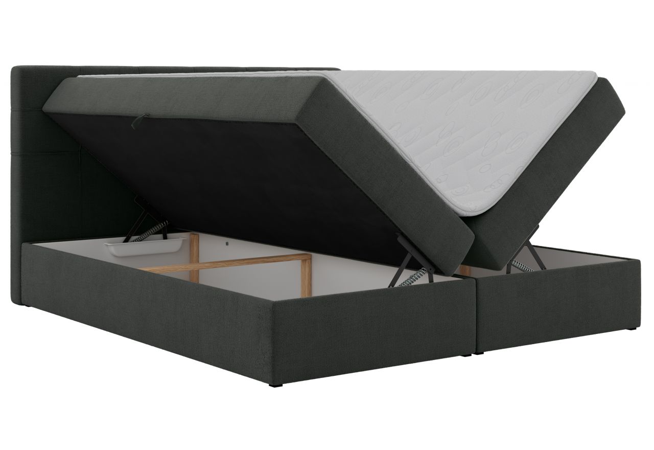 Łóżko kontynentalne SOLVEN 200x200 - H3 - ciemnoszary, dzianina - Topper T25