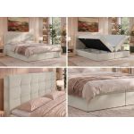 Łóżko kontynentalne SOLVEN 180x200 - H3 - kremowy, dzianina - Topper Visco
