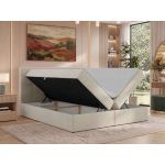 Łóżko kontynentalne SOLVEN 200x200 - H4 - kremowy, dzianina - Topper Visco