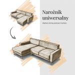 Narożnik NEKSON L - uniwersalny - szary, sztruks