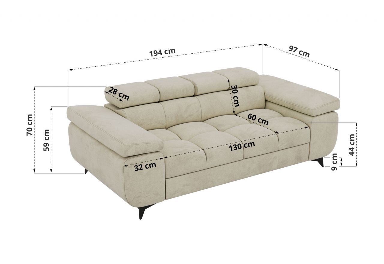 Sofa NIDELLO 2 - kremowy, welwet
