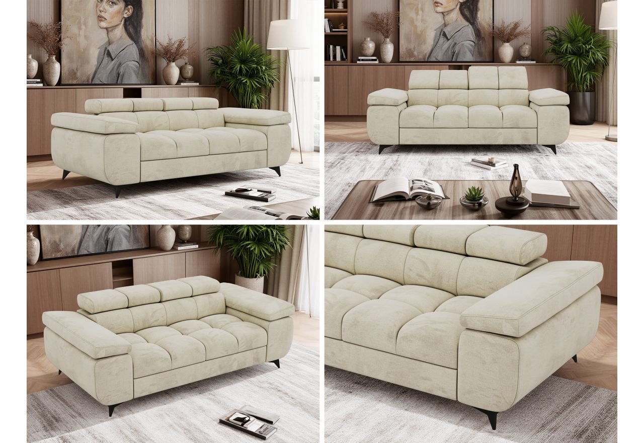 Sofa NIDELLO 2 - kremowy, welwet