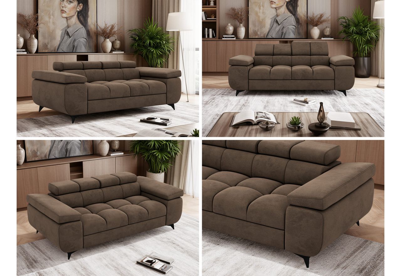 Sofa NIDELLO 2 - brązowy, welwet