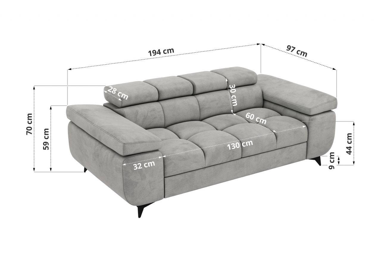 Sofa NIDELLO 2 - jasnoszary, welwet