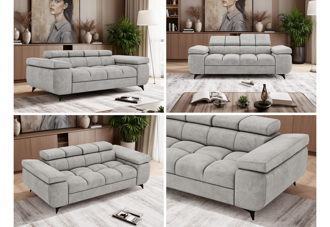Sofa NIDELLO 2 - jasnoszary, welwet