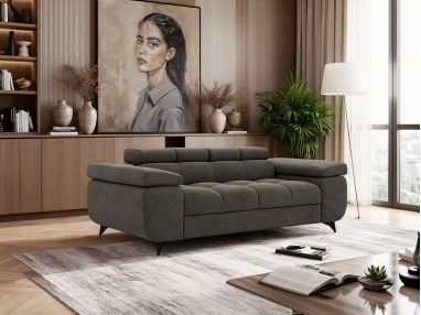 Sofa NIDELLO 2 - ciemnoszary, welwet